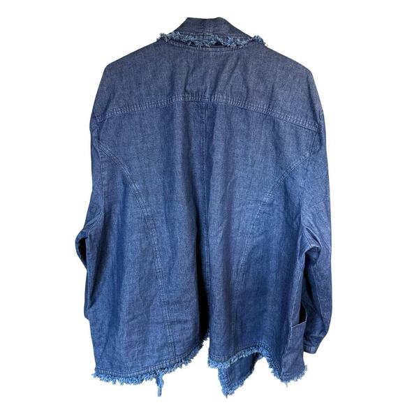 Catalog Favorites Denim Open jacket 3X XXXL Cotton Blue Relaxed Oversized Comfy - Picture 5 of 8